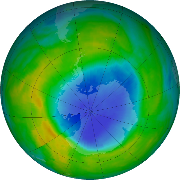 Antarctic ozone map for 17 November 1985